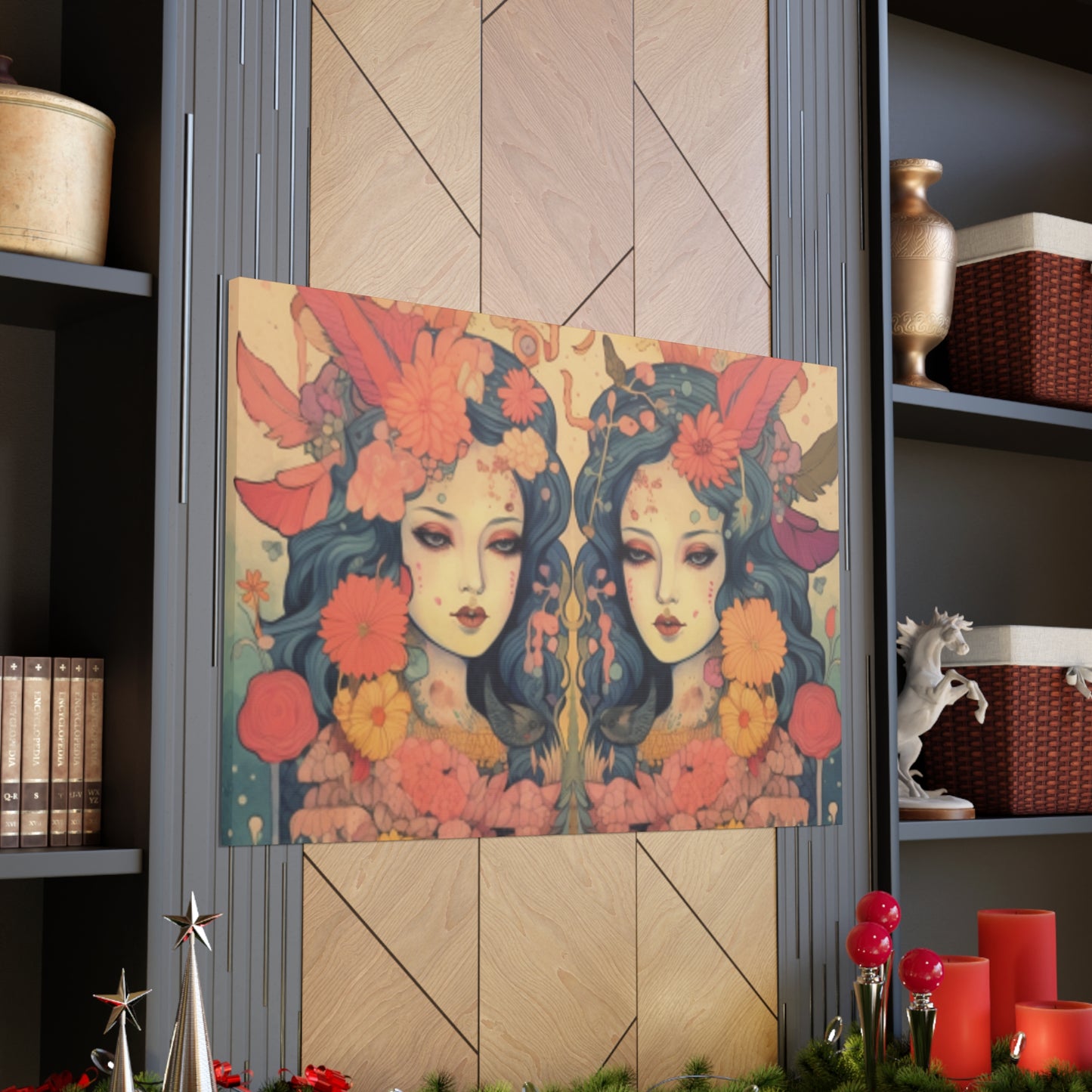 Lofi Astrology Serious Gemini Babes- Large Wall Art