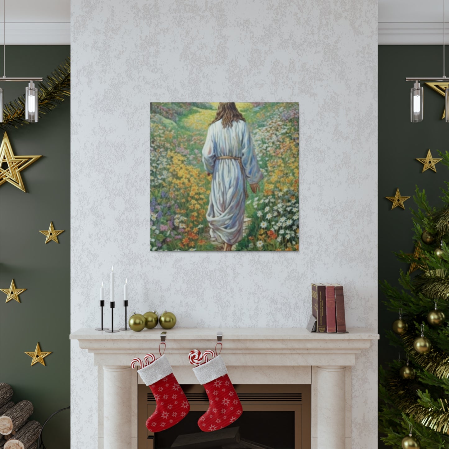 Walk With Jesus, A Path Through Endless Flowers- Large Wall Art