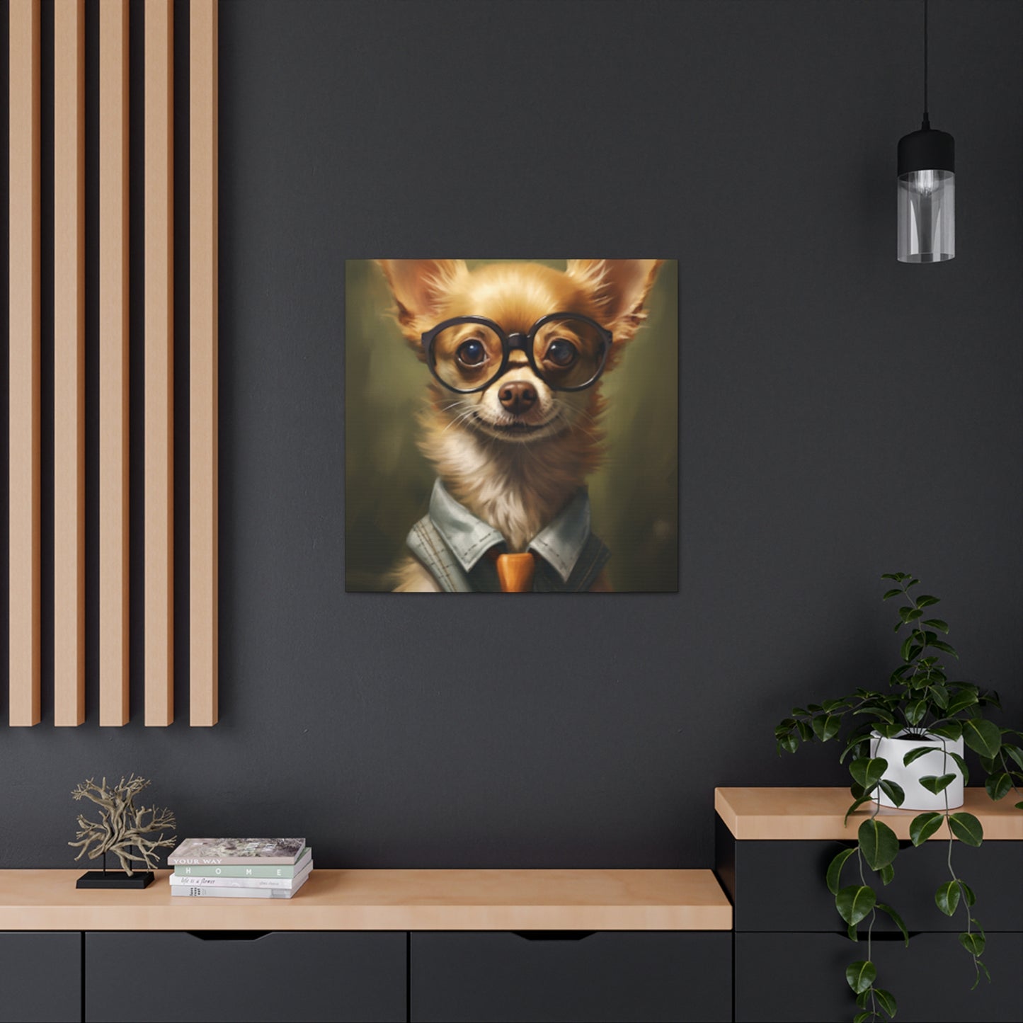 Smart Chihuahua In Black Glasses- Large Wall Art