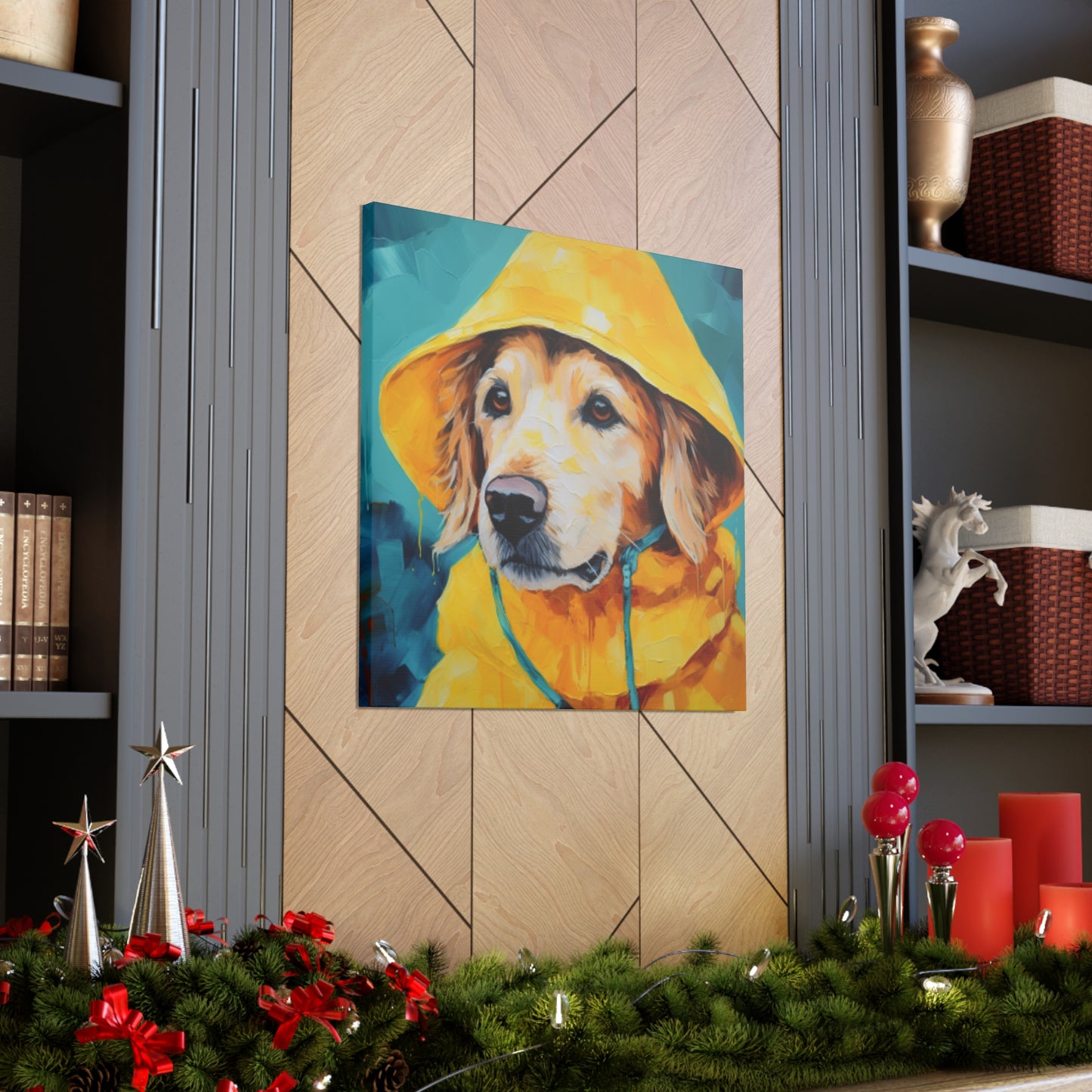 Golden Retriever Ready For The Rain - Large Wall Art