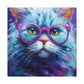 Puuur-ple Background And Glasses On A Pretty Kitty- Large Wall Art