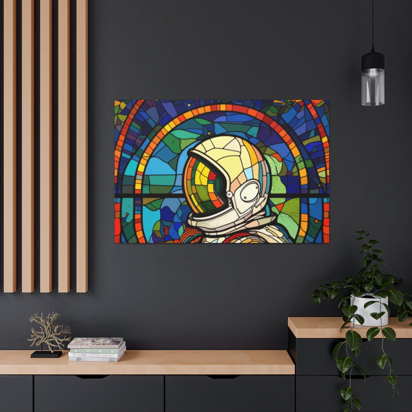 Space Explorer On Stained Glass- Large Wall Art