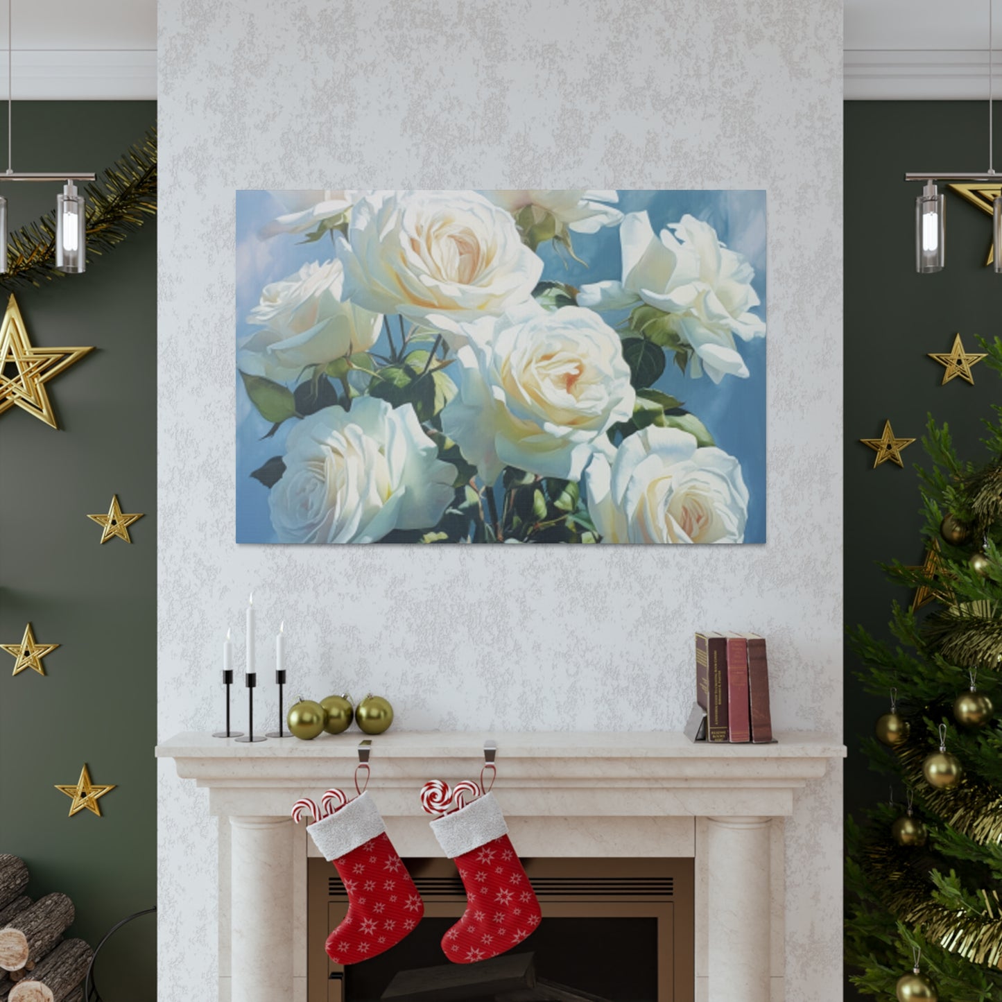 Pure, Vibrant And White Roses- Large Wall Art