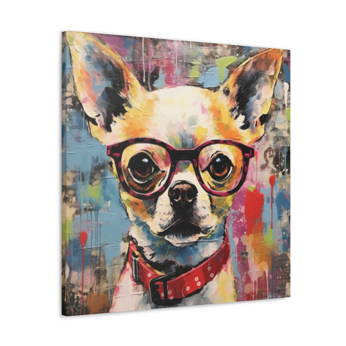 Brown Eye Chihuahua In Glasses - Large Wall Art