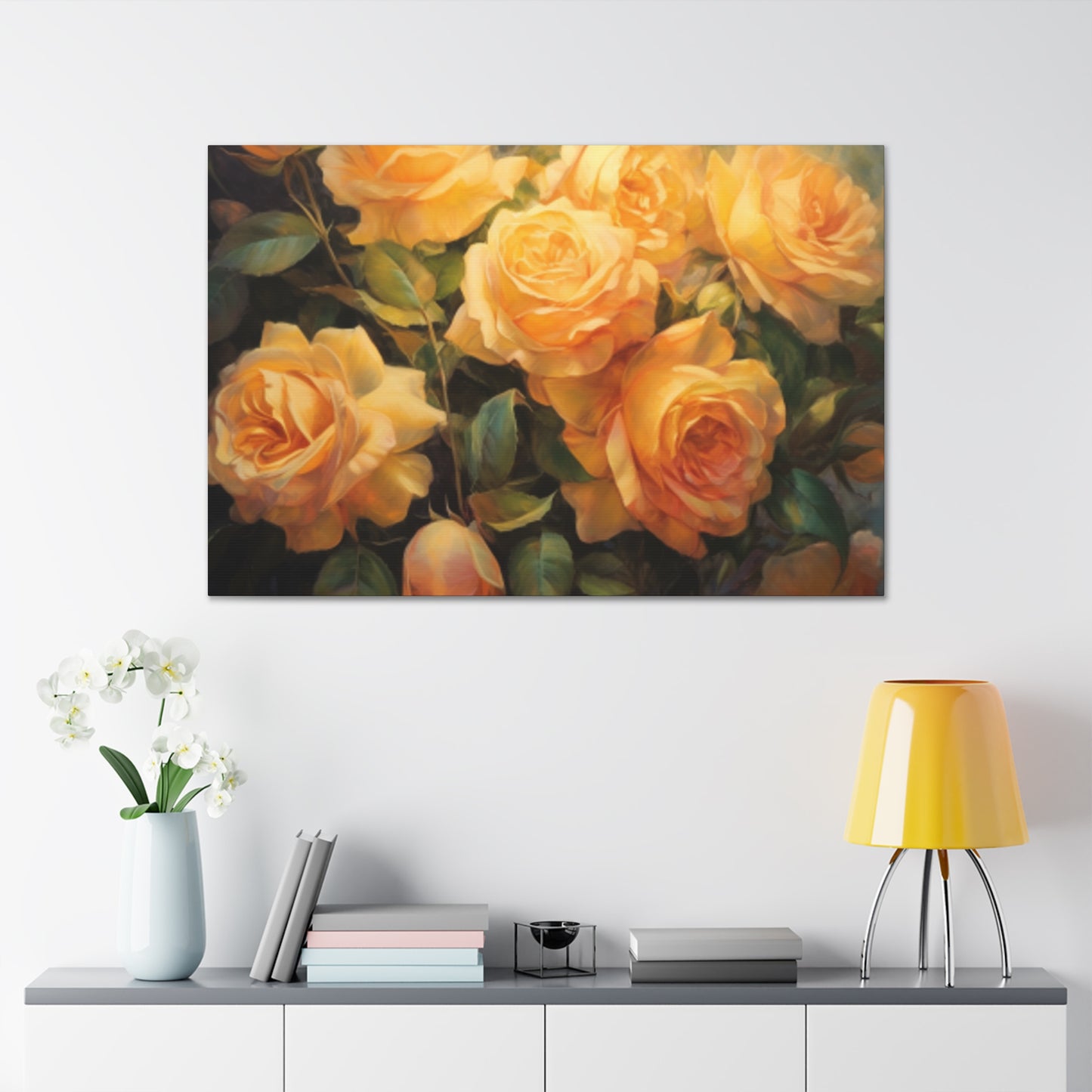 Golden Yellow Roses In Sunlight - Large Wall Art