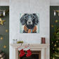 Black Dog In Glasses, Shades Of Blue- Large Wall Art