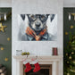 Puppy In Black Glasses, Pops Of Orange- Large Wall Art