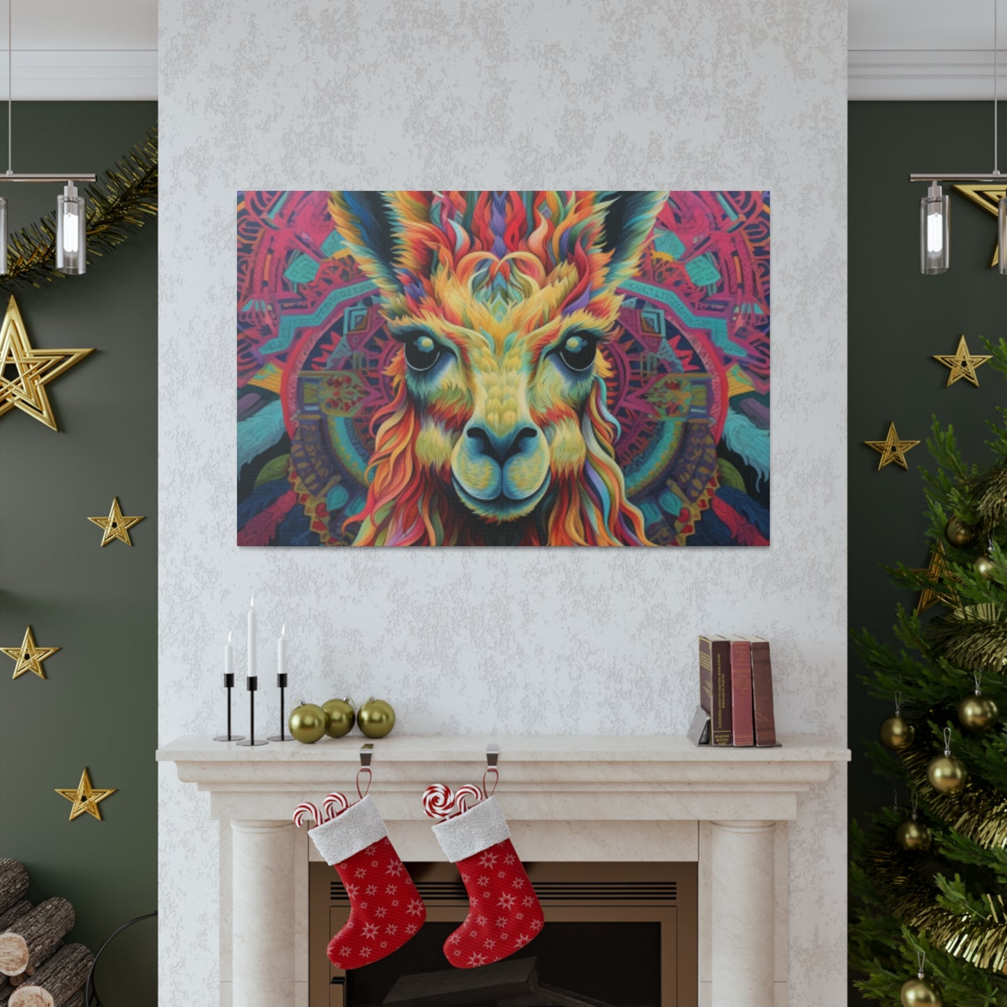 So Much Color Drama On This Llama- Large Wall Art