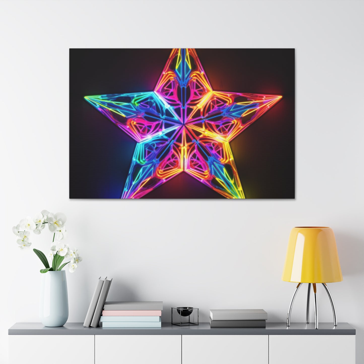 Electric, Neon, Glowing Star - Large Wall Art