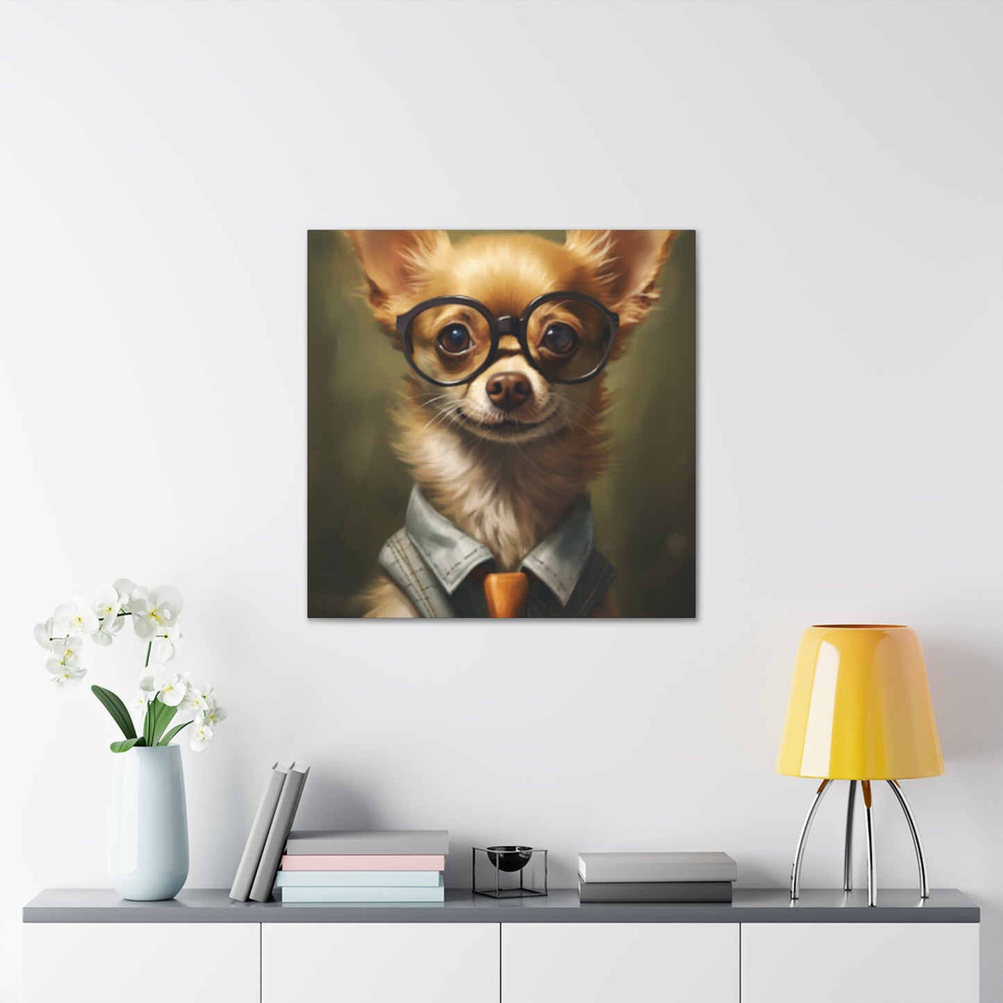 Smart Chihuahua In Black Glasses- Large Wall Art