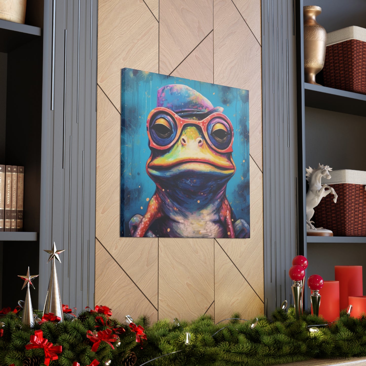 Sleepy Frog In Glasses - Large Wall Art