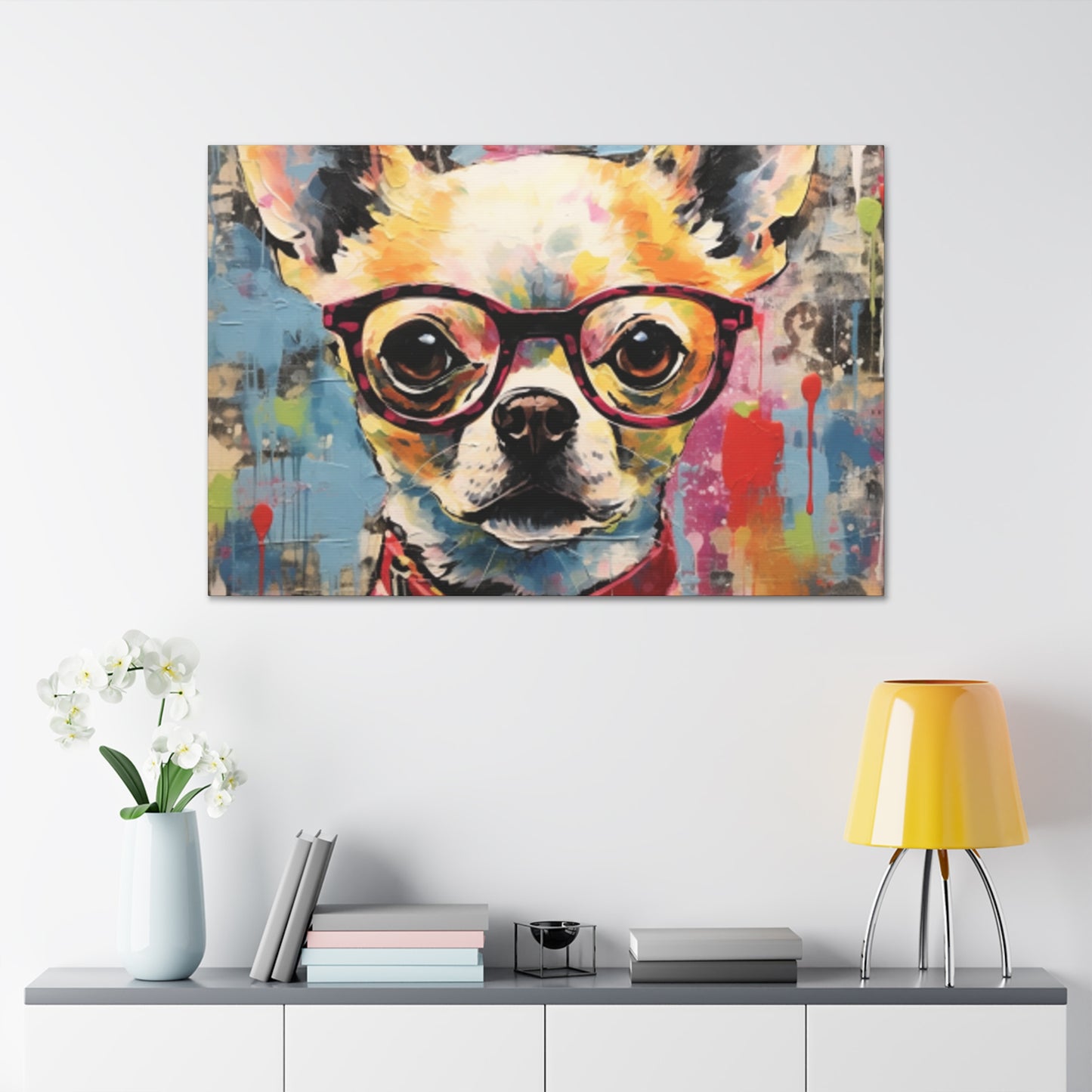 Brown Eye Chihuahua In Glasses - Large Wall Art