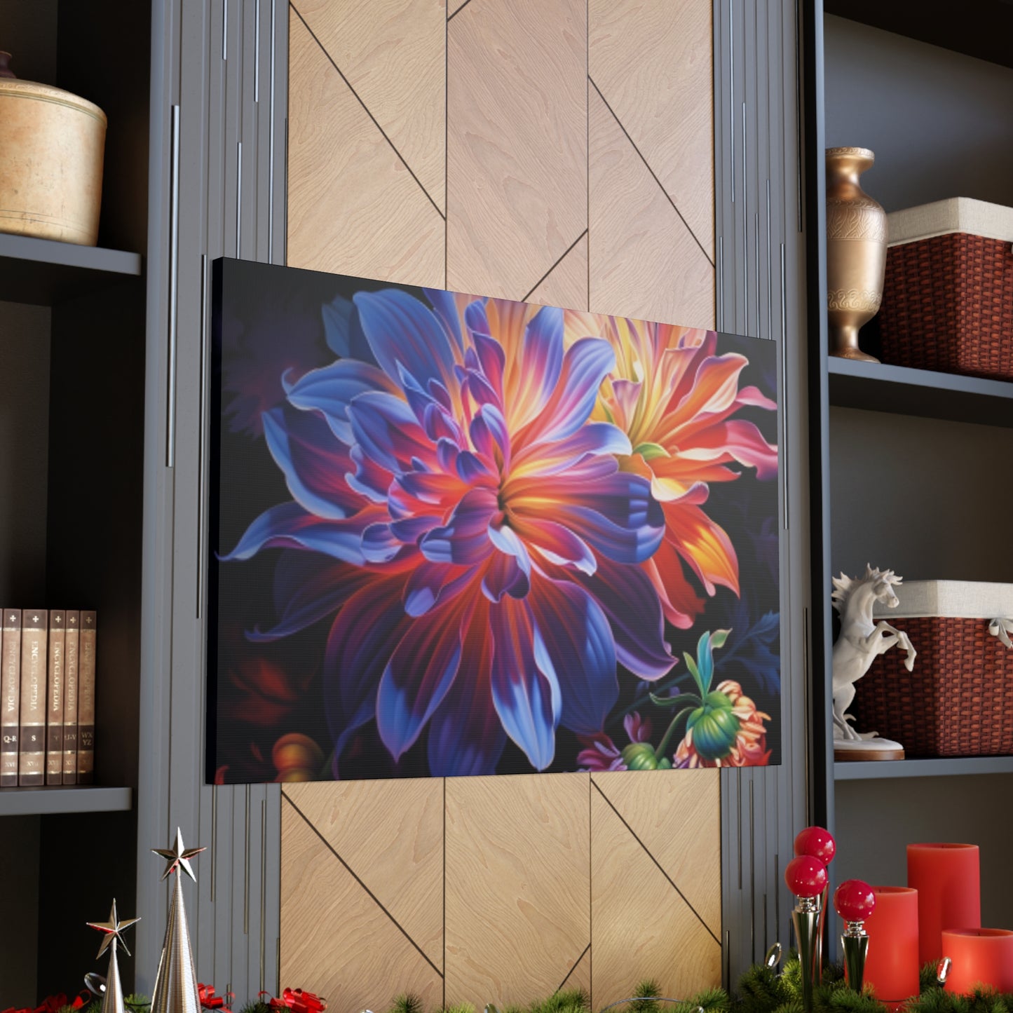 Fully Bloomed Glowing Flowers - Large Wall Art