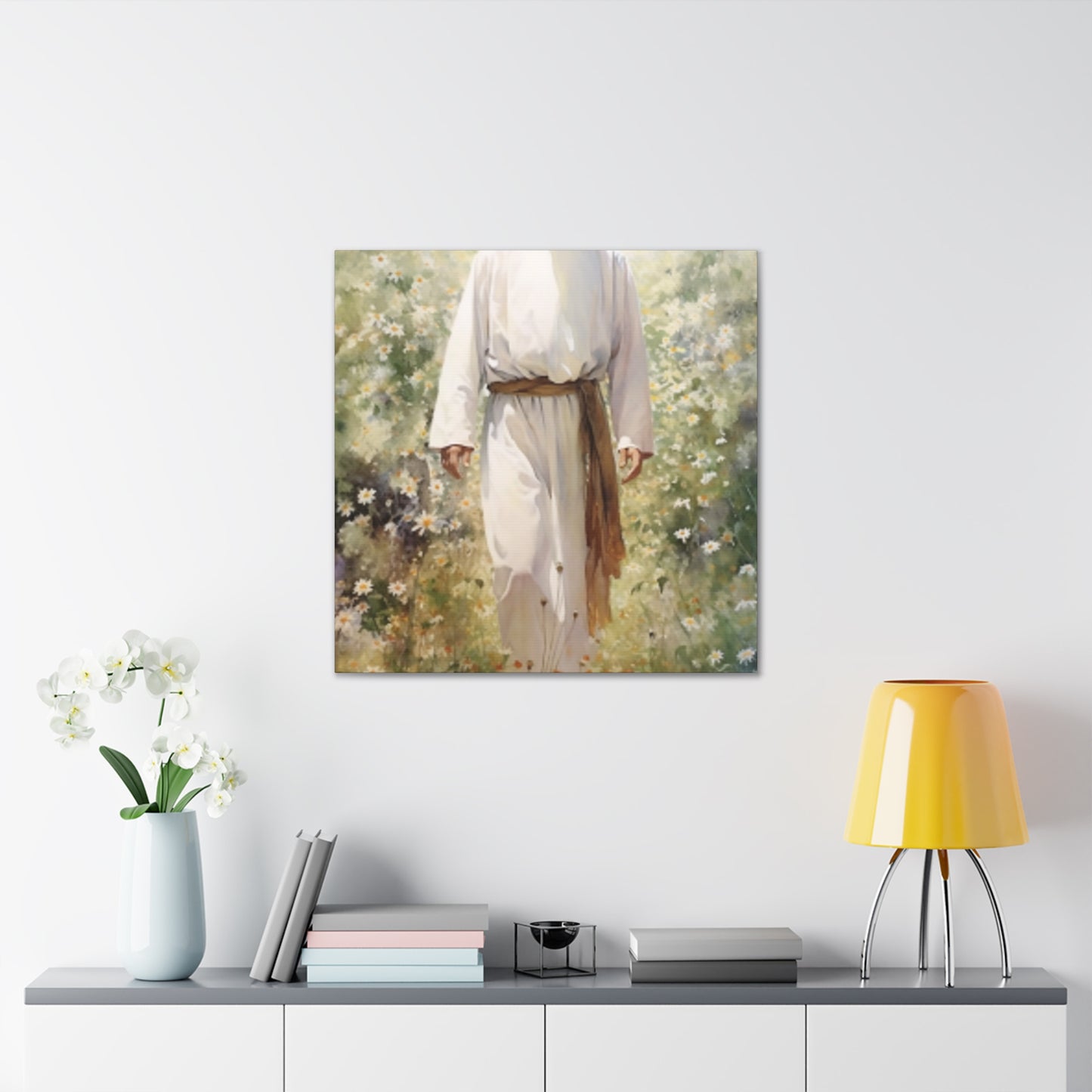 Jesus In A Heavenly White Glow, Surrounded By Pure Beauty- Large Wall Art