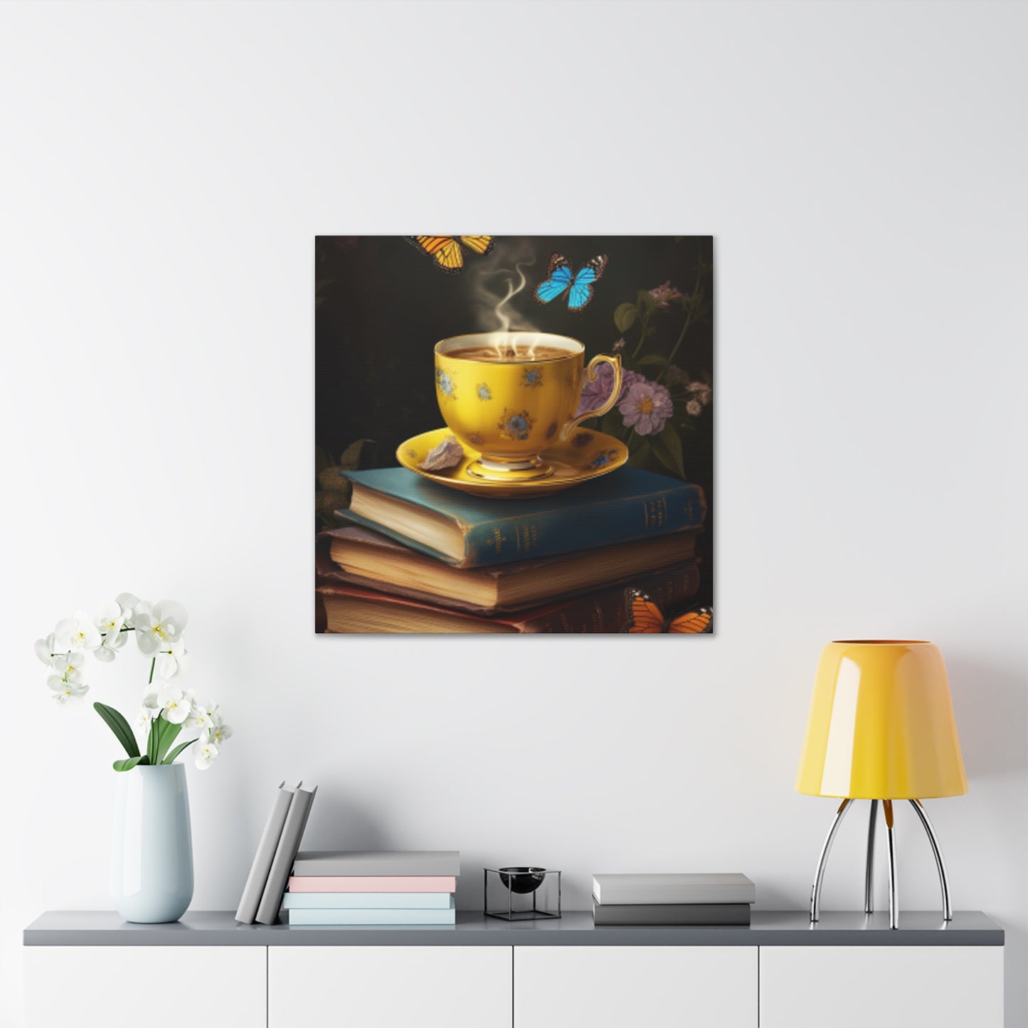 Tea Time With Butterfly Friends - Large Wall Art