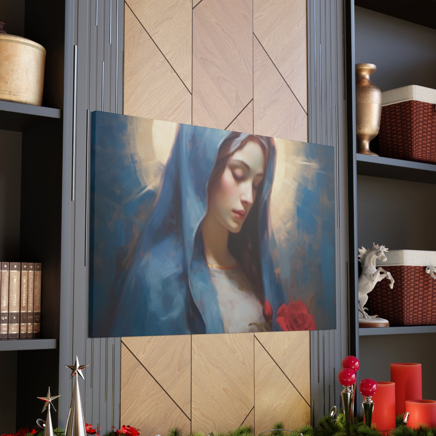 Praying Virgin Mary And Roses- Large Wall Art