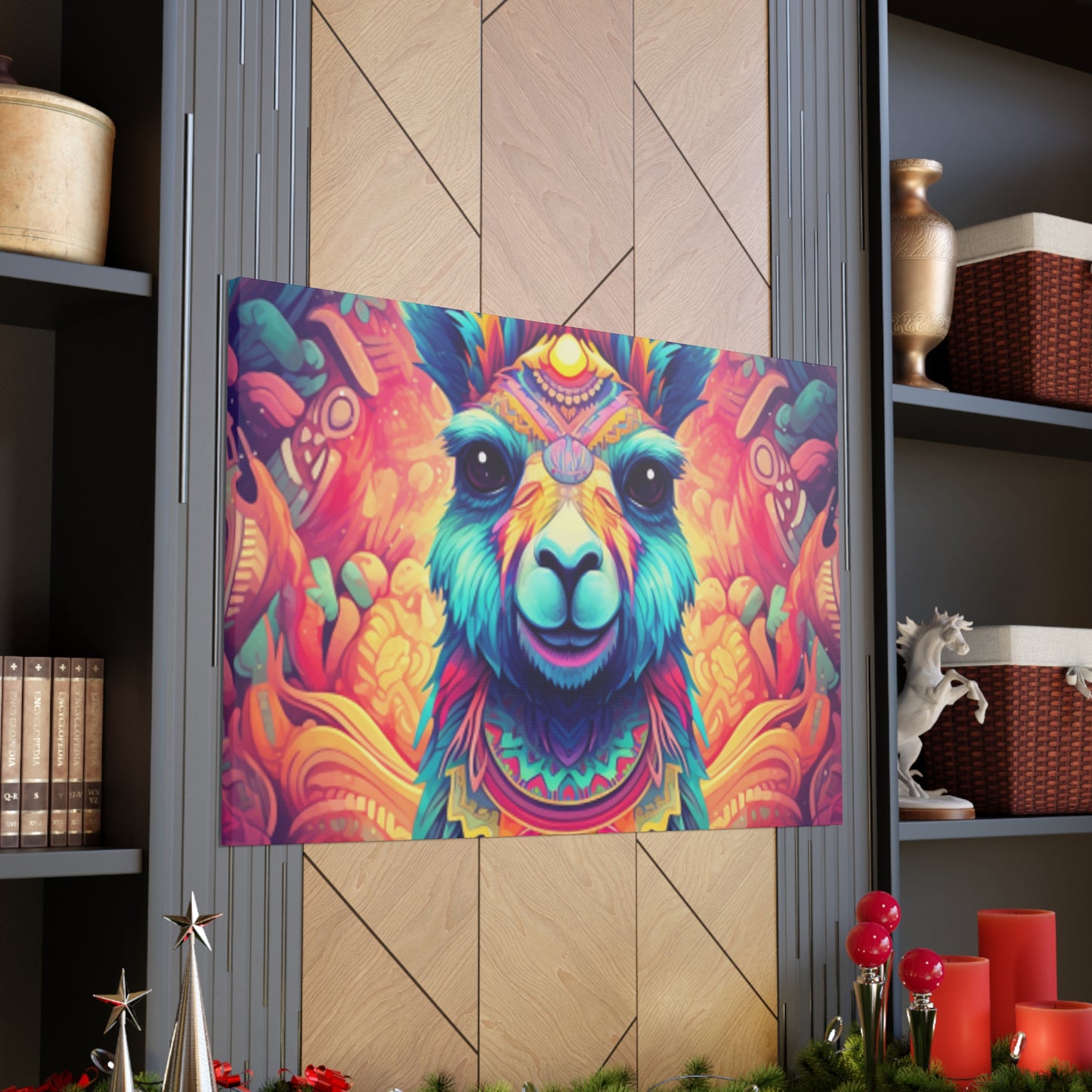 Colorful Llama With Beautiful Eyes- Large Wall Art