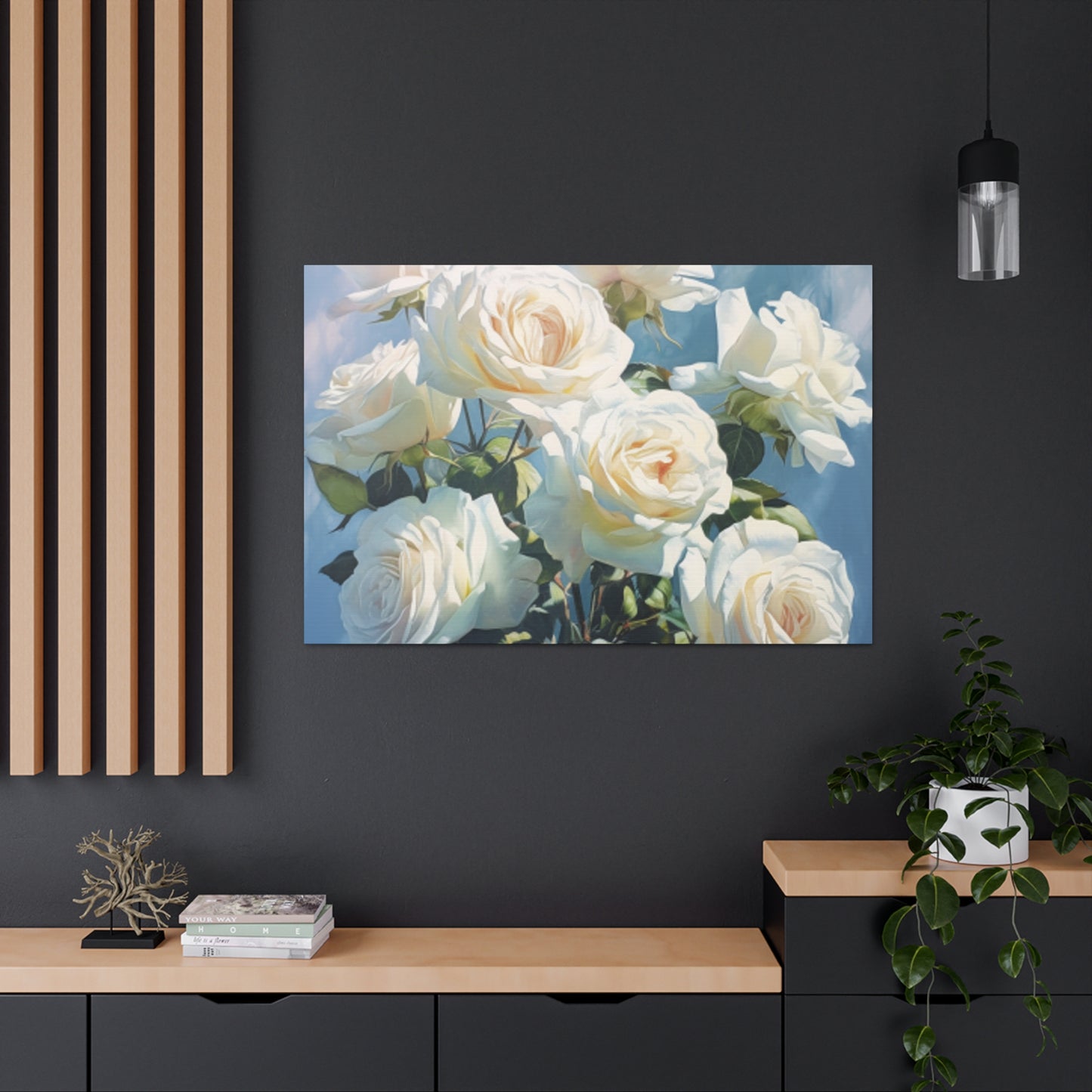 Pure, Vibrant And White Roses- Large Wall Art