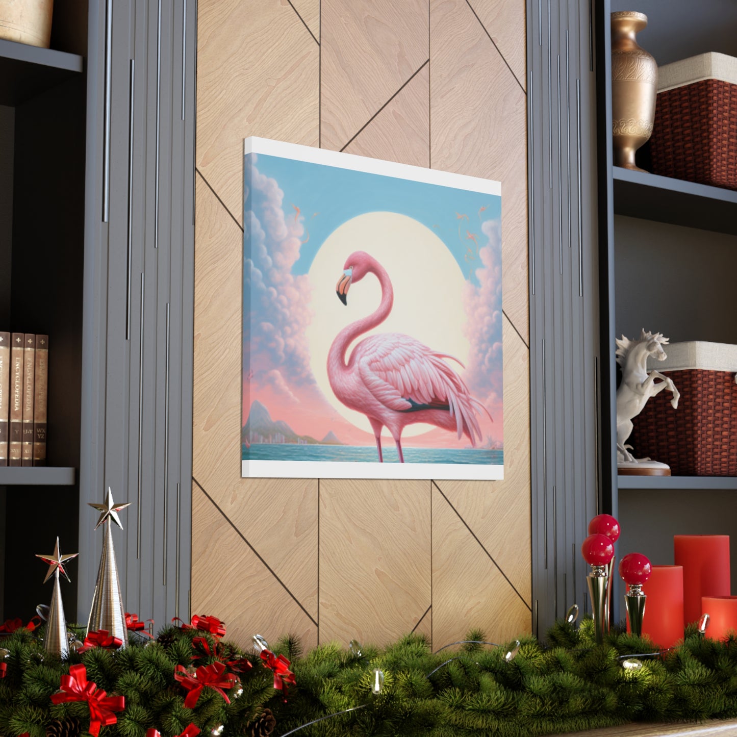 Peaceful, Pink Flamingo In Paradise - Large Wall Art