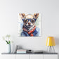 Sweet Chihuahua In Blue Glasses And Red, White And Blue - Large Wall Art