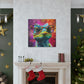 Lizard In Glasses With Purple, Pink, And Yellow Background - Large Wall Art