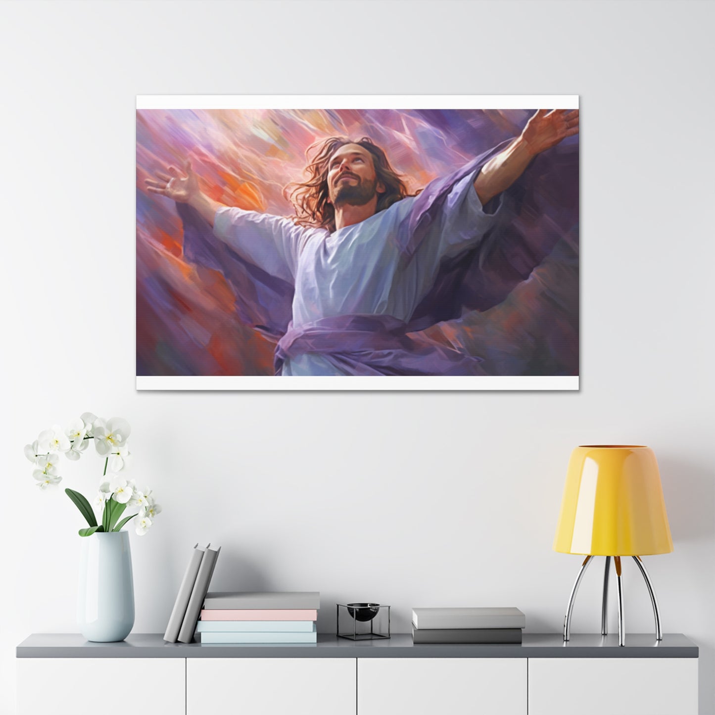 Jesus Surrounded By Purple And Light- Large Wall Art