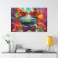 Lizard Art, Blue Lizard In Orange Glasses And A Smile - Large Wall Art