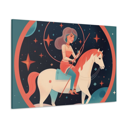 A Lofi Girl With Good Vibe Orbs On Her Horse - Large Wall Art