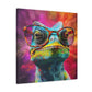 Lizard In Glasses With Purple, Pink, And Yellow Background - Large Wall Art