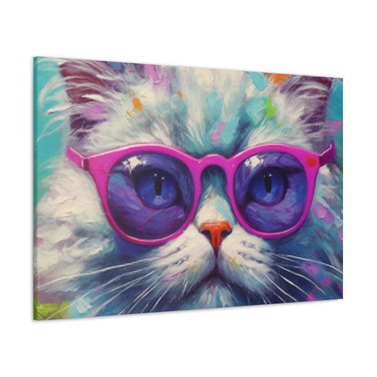 Puuuur-ple Glasses On A Fluffy Kitty - Large Wall Art