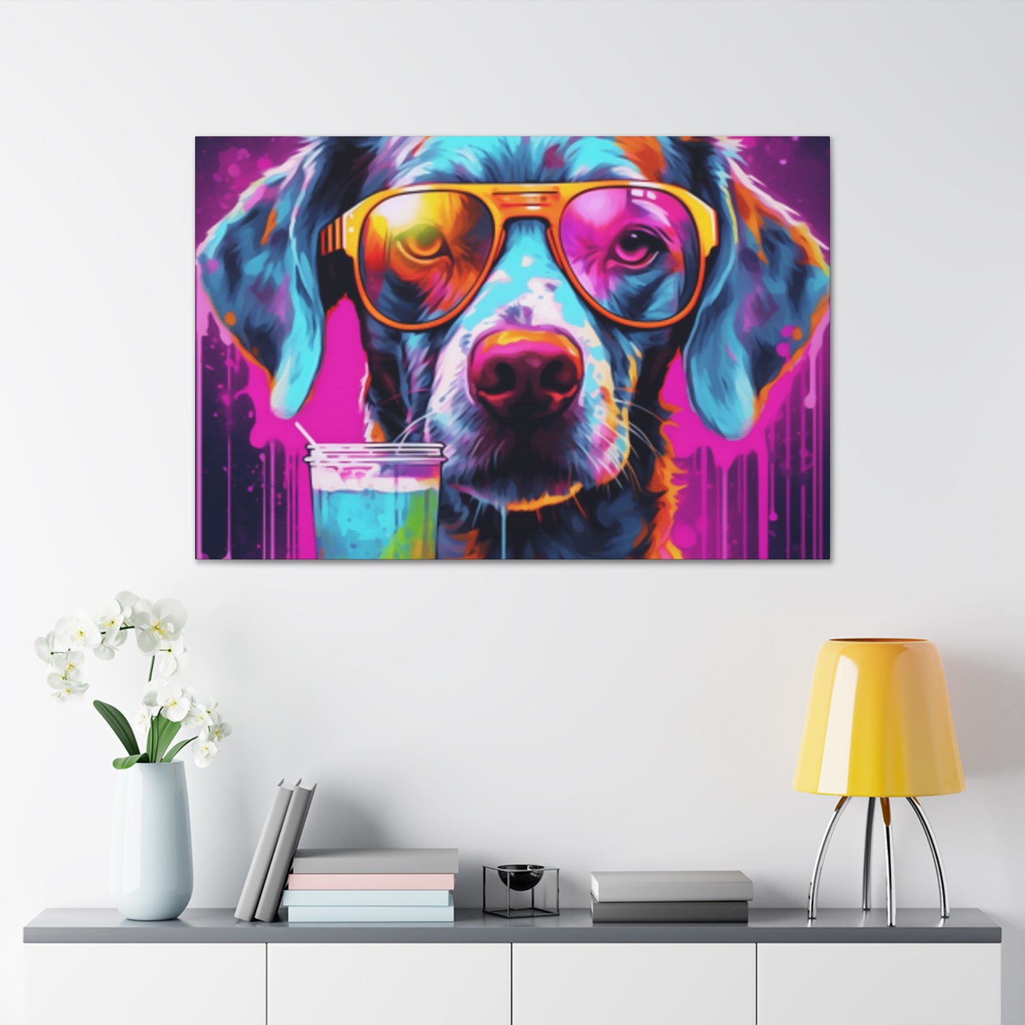 Groovy Dog In Gold Glasses Ready To Chill- Large Wall Art