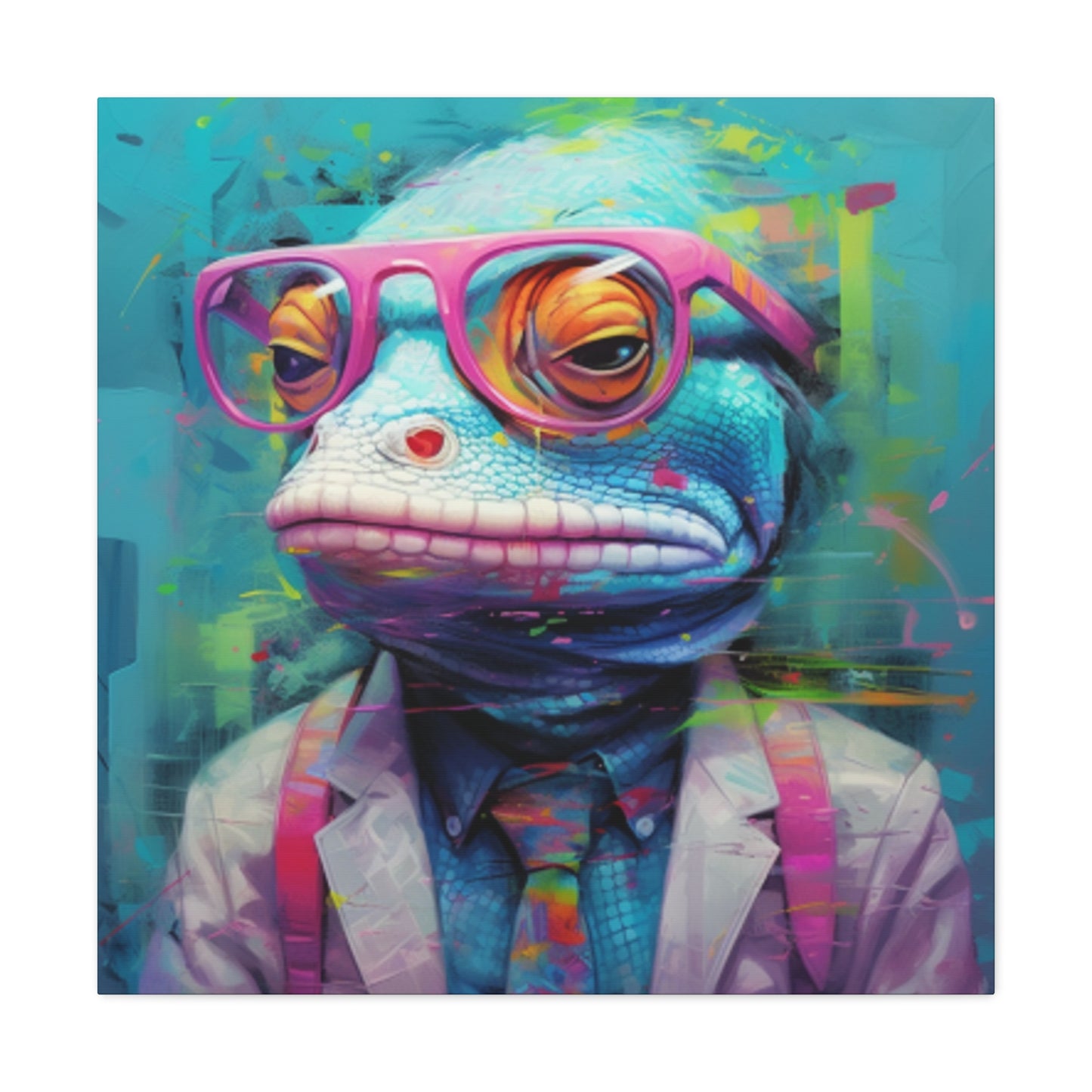 Moody Lizard Dude With Blue Background - Large Wall Art