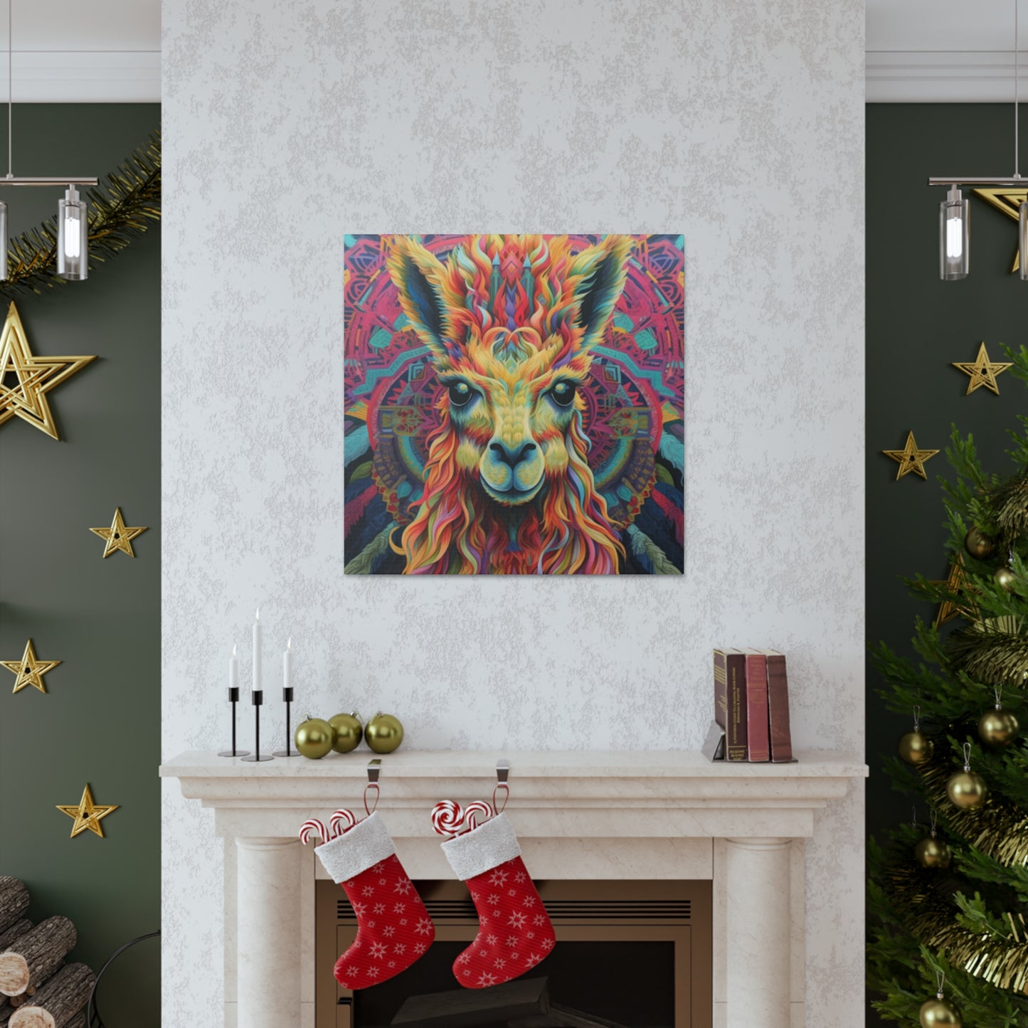 So Much Color Drama On This Llama- Large Wall Art