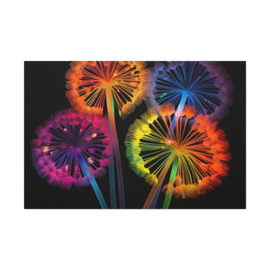 Glowing, Neon, Electric Dandelions - Large Wall Art