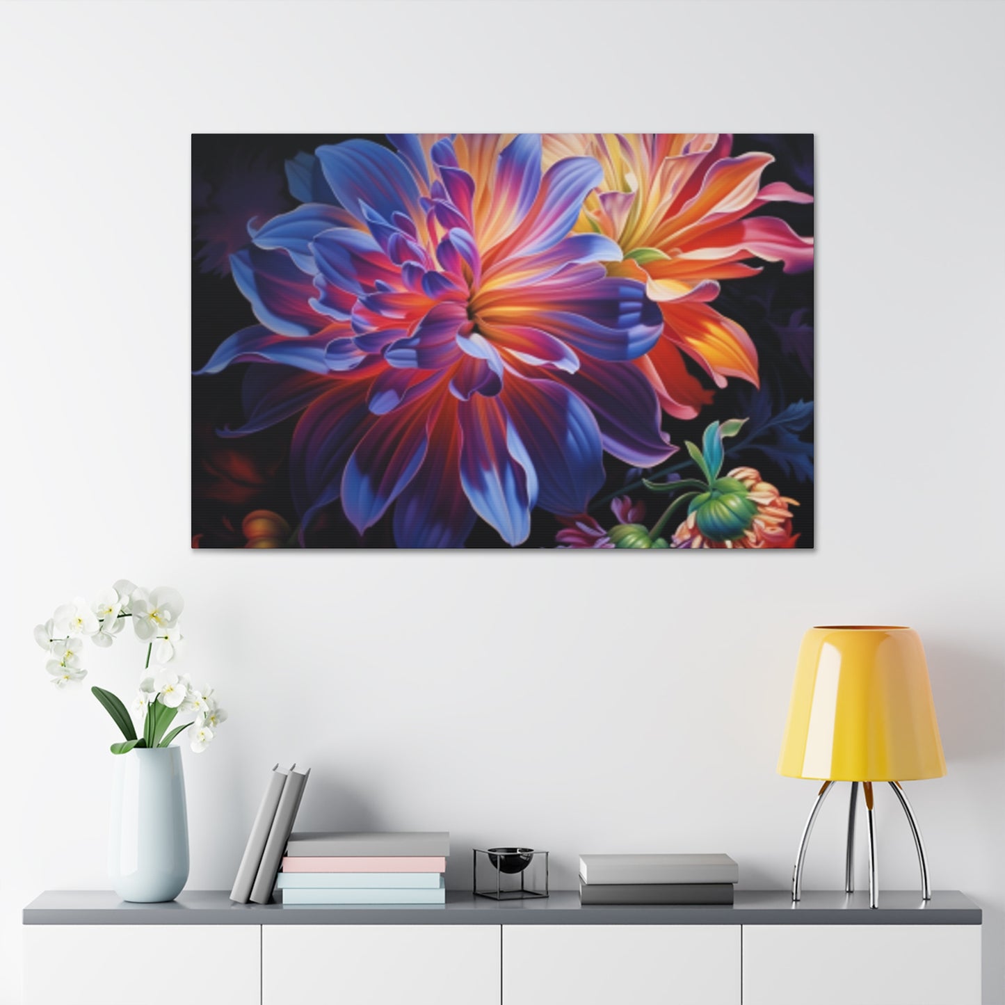 Fully Bloomed Glowing Flowers - Large Wall Art