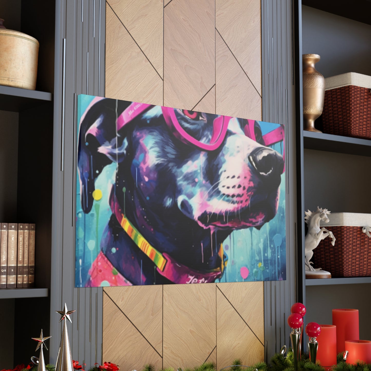 Dog With Style In Large Pink Glassses - Large Wall Art