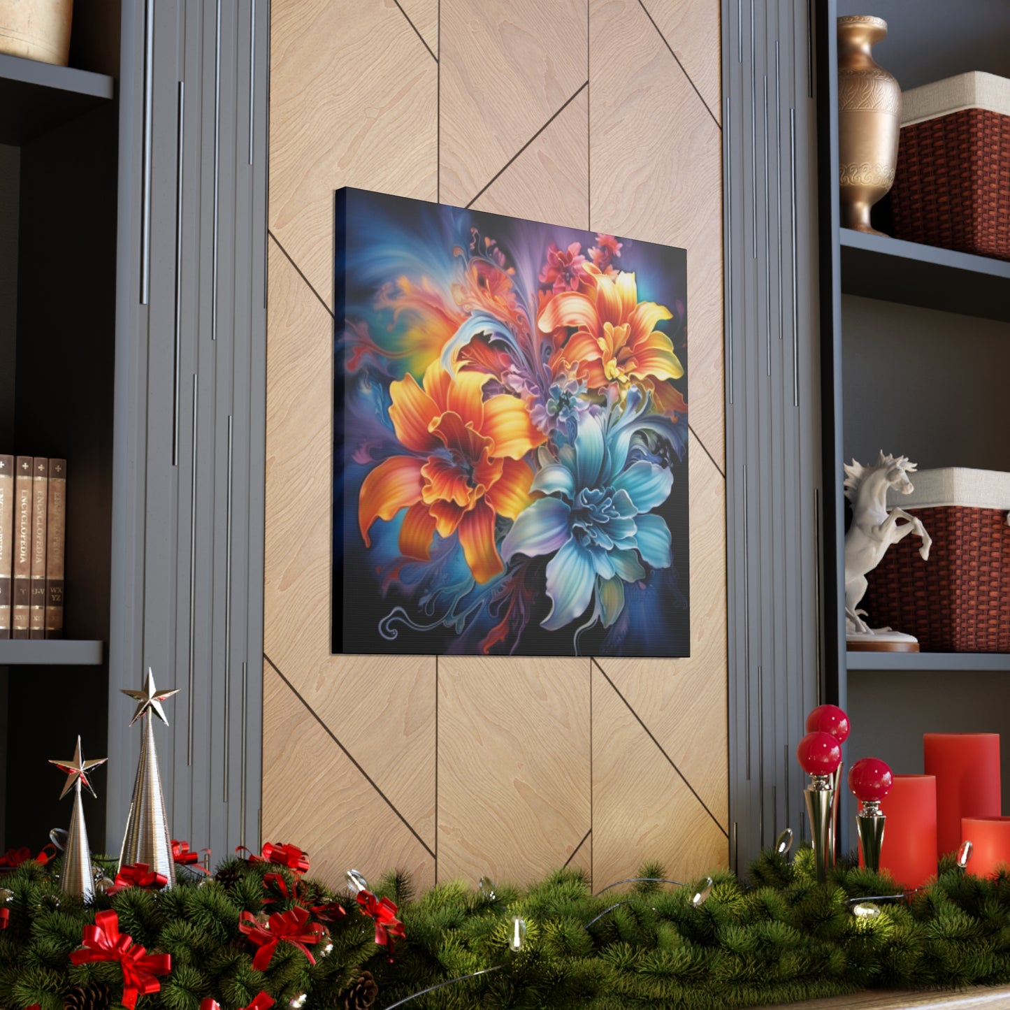 Soft Psychedelic, Glowing Flowers  - Large Wall Art