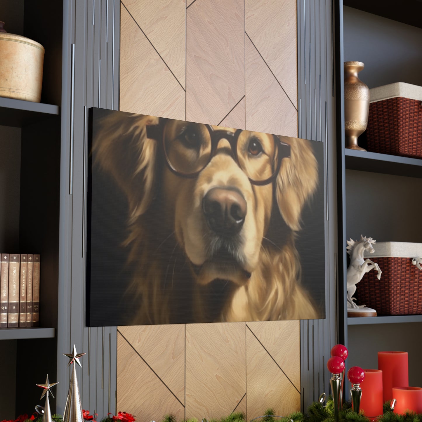 Educated Retriever With Glasses And Bow Tie- Large Wall Art