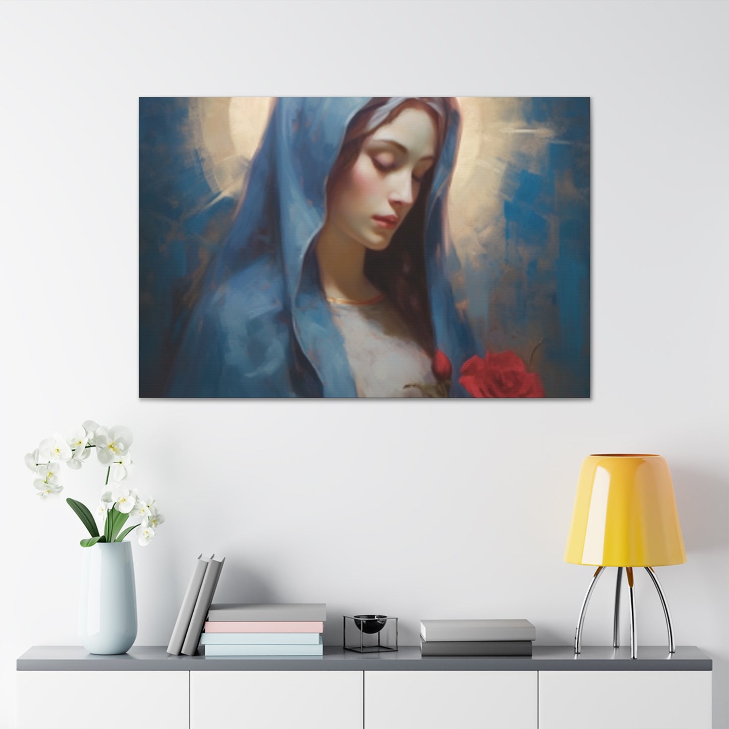 Praying Virgin Mary And Roses- Large Wall Art