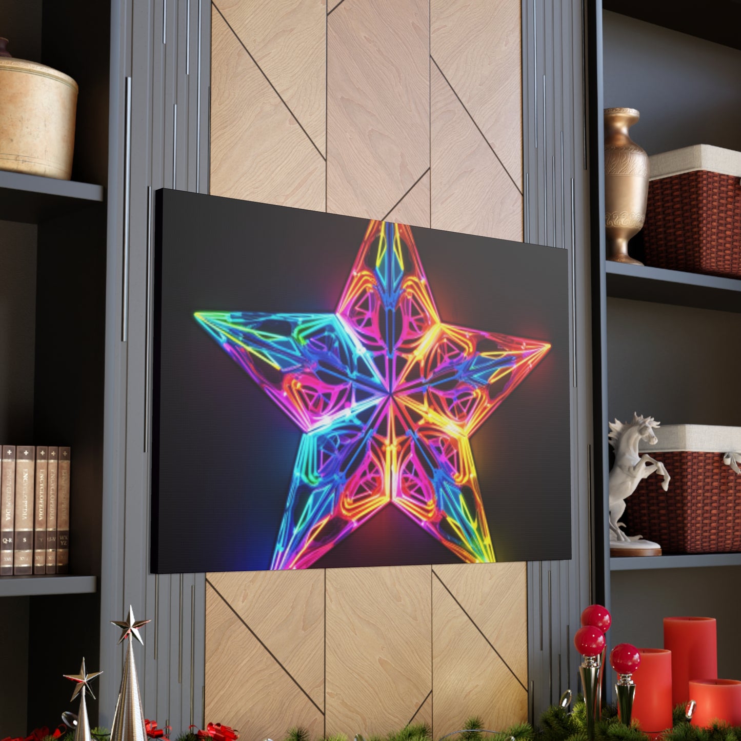 Electric, Neon, Glowing Star - Large Wall Art