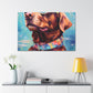 Blue Sky, Brown Dog In Sunglasses - Large Wall Art