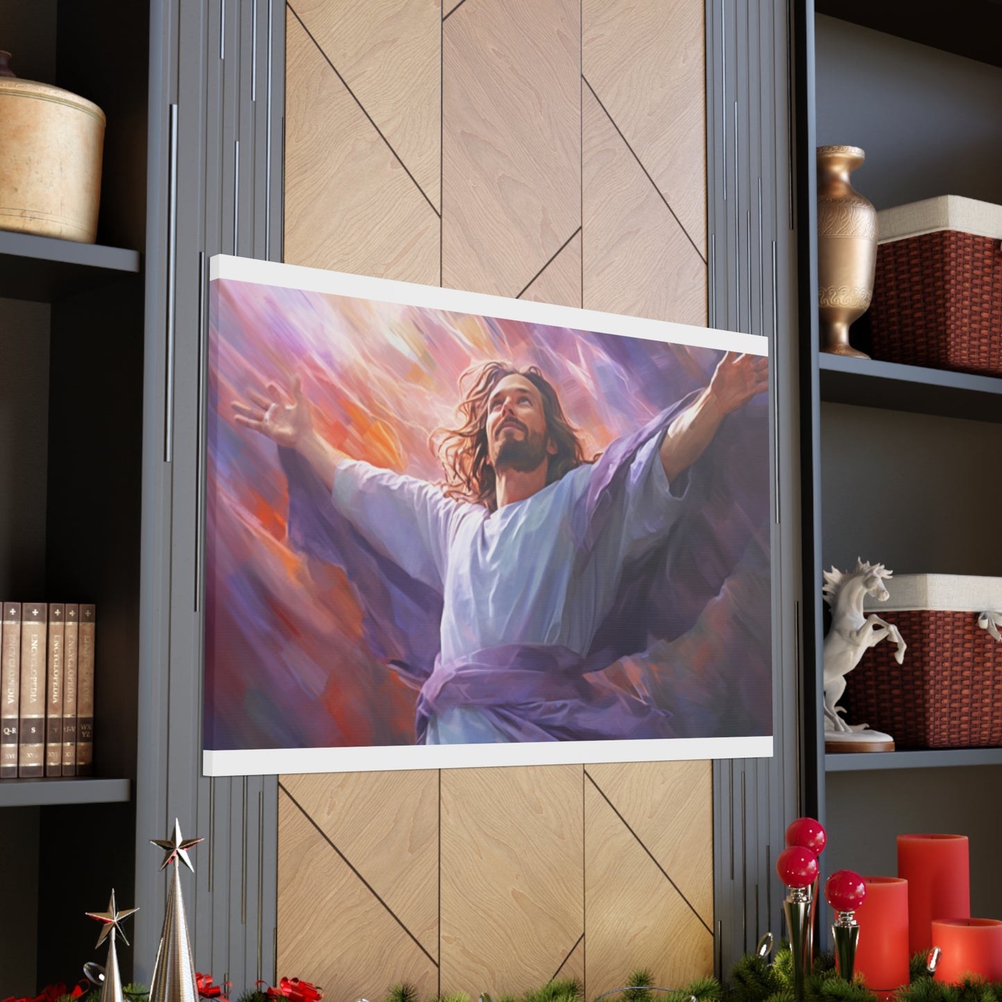 Jesus Surrounded By Purple And Light- Large Wall Art