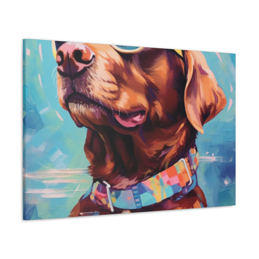 Blue Sky, Brown Dog In Sunglasses - Large Wall Art