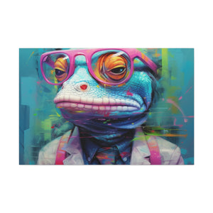 Moody Lizard Dude With Blue Background - Large Wall Art