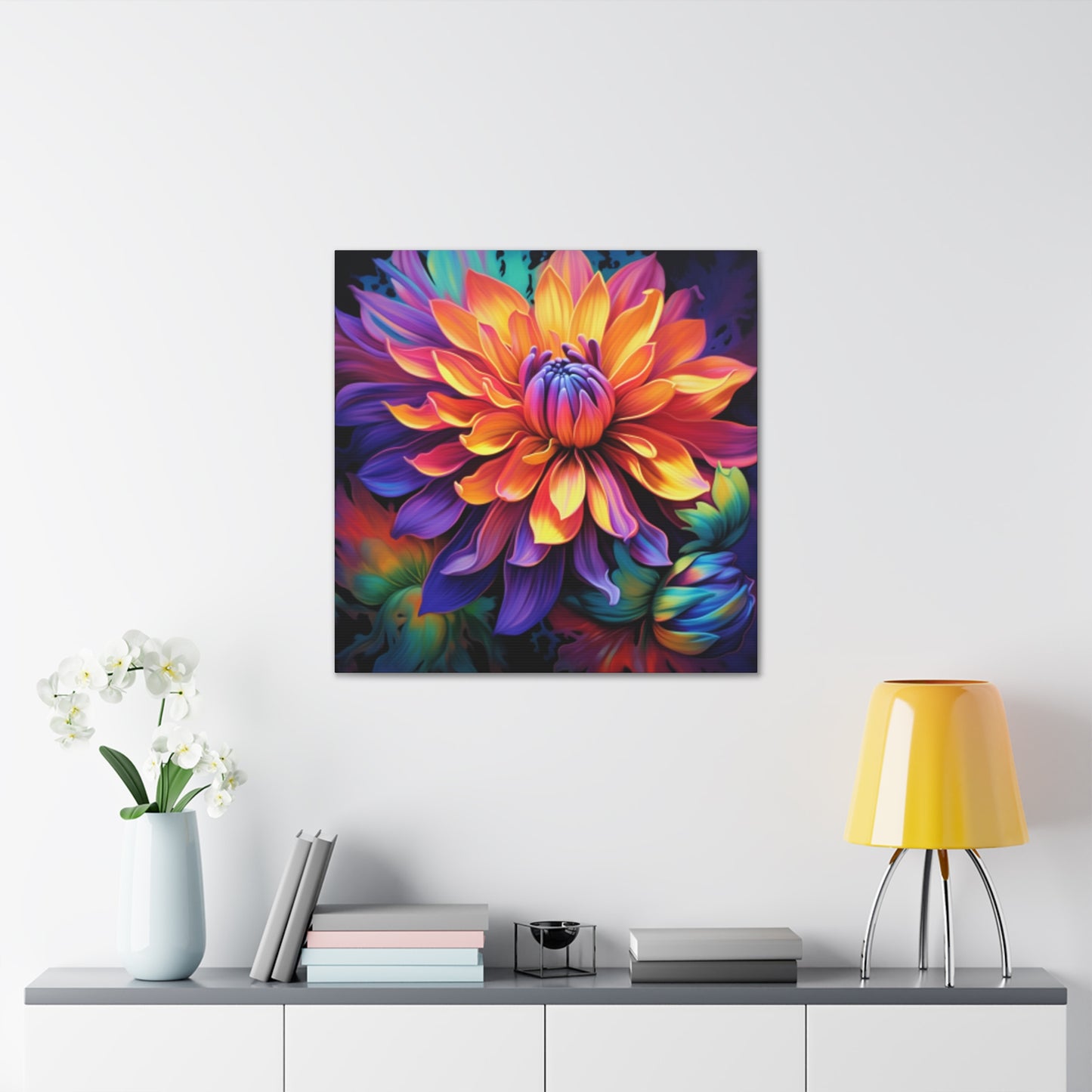 Glowing Multi Colored Flower In Bloom - Large Wall Art