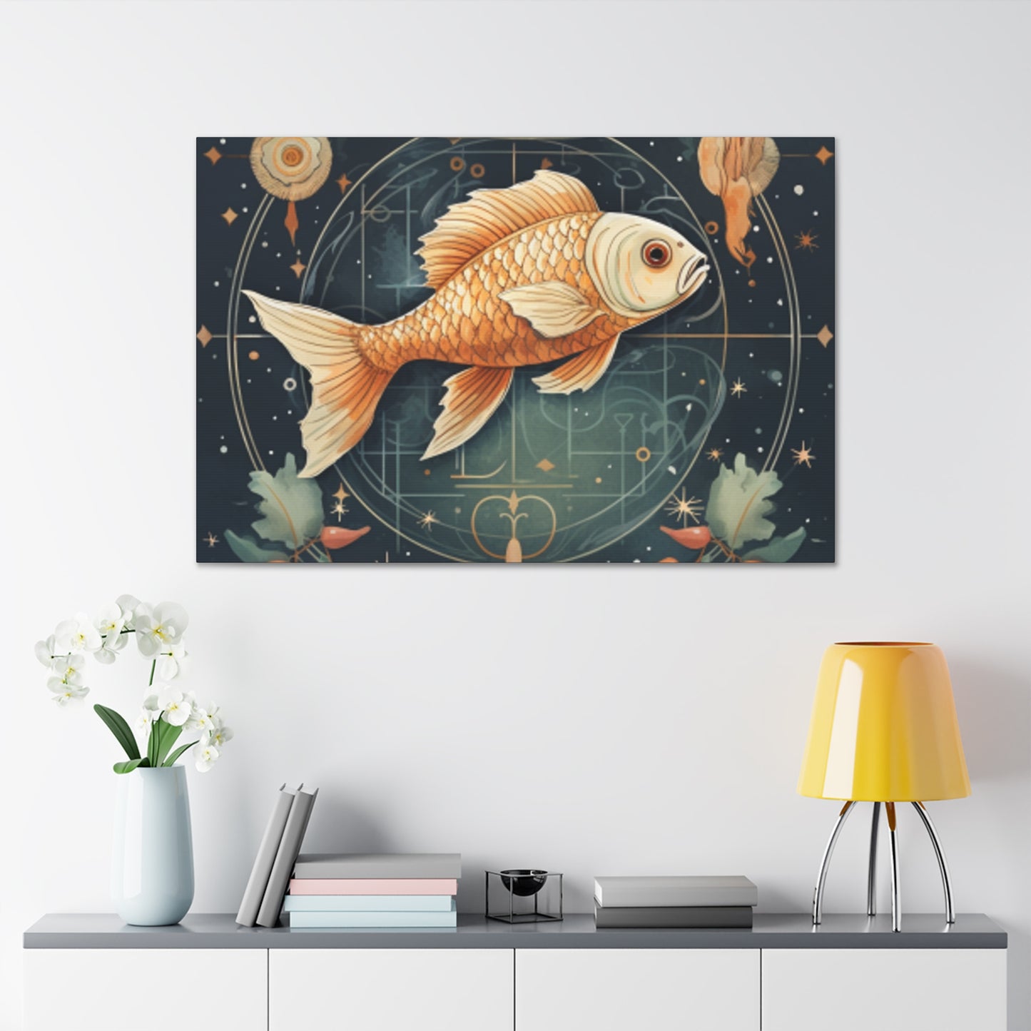 Lofi, Astrology, Pisces Fish - Large Wall Art