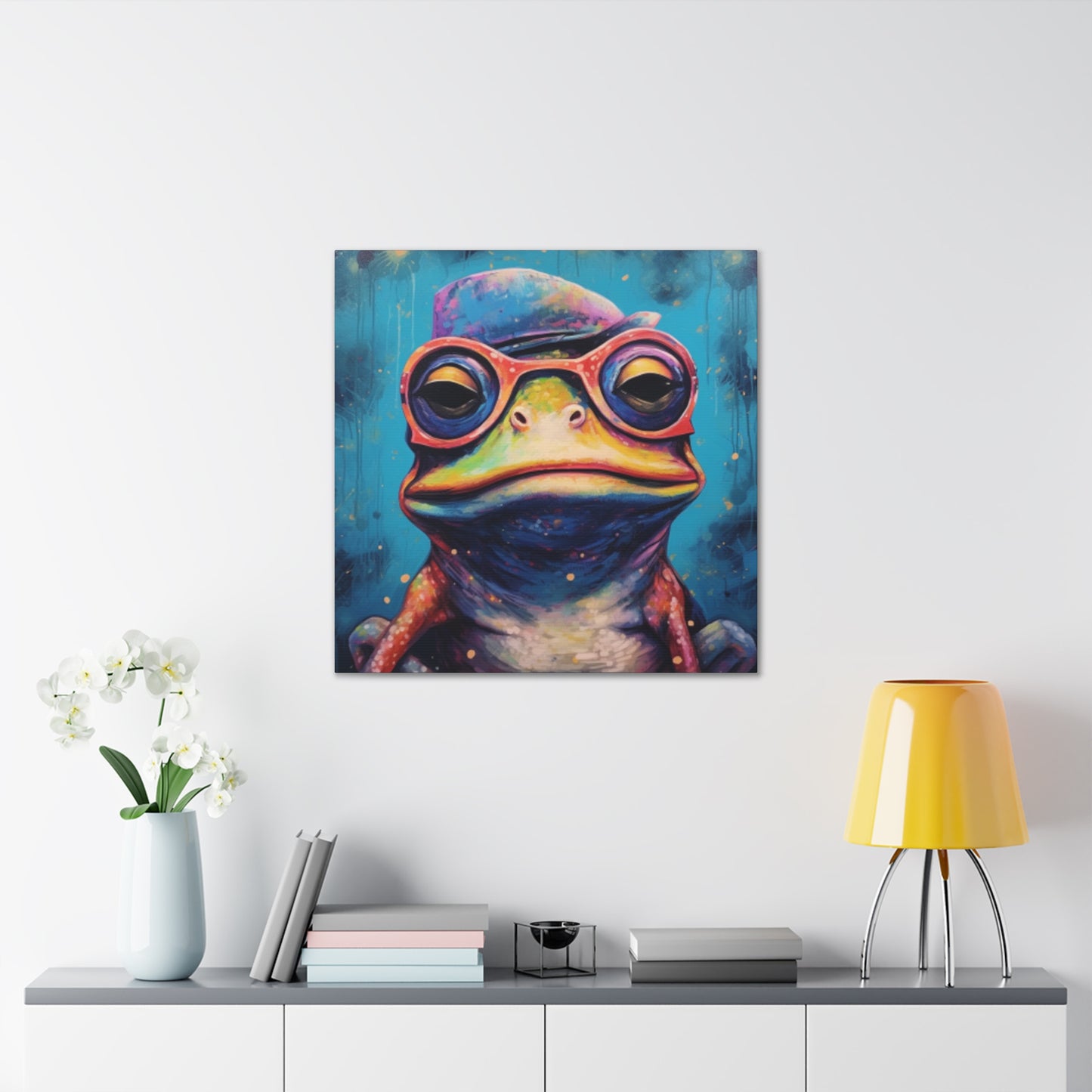 Sleepy Frog In Glasses - Large Wall Art