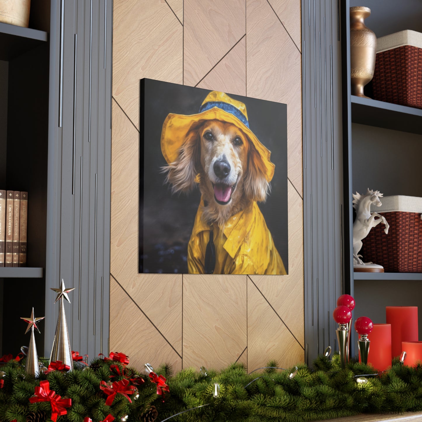 Dachshund Ready To Play In The Rain - Large Wall Art