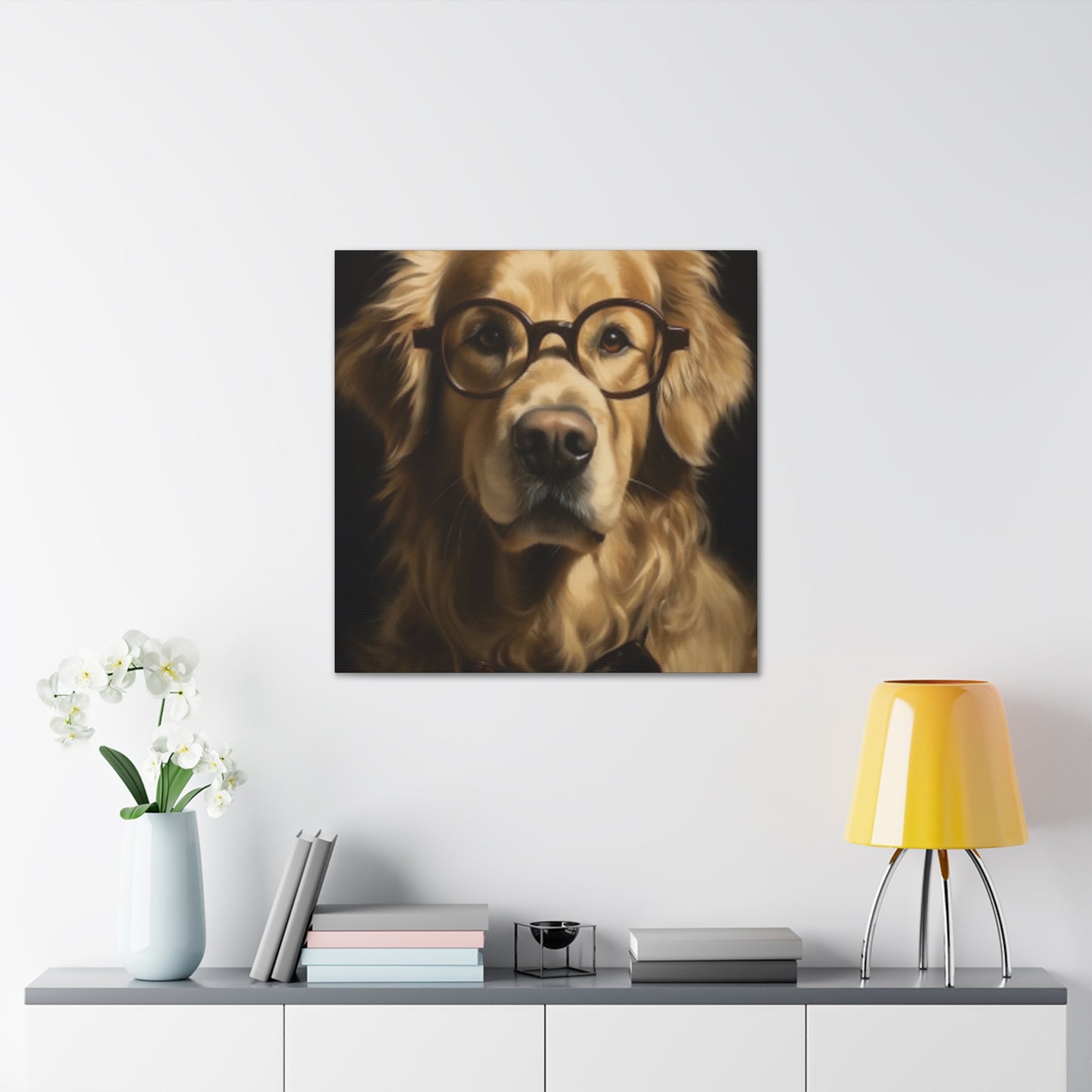 Educated Retriever With Glasses And Bow Tie- Large Wall Art