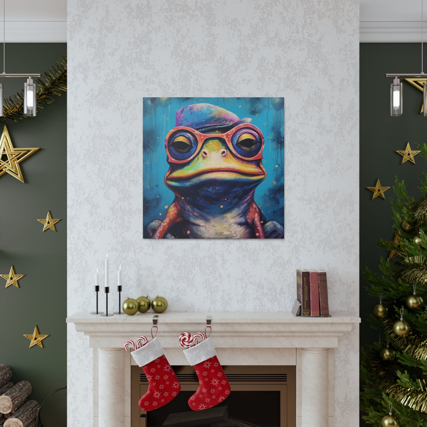 Sleepy Frog In Glasses - Large Wall Art